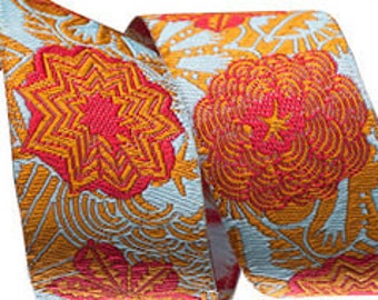 7/8-Zoll-Jacquard Webband, orange und gold geometrische Band, Anna Maria