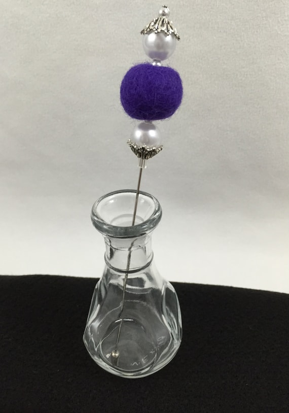 Decorative beaded hatpin ~ wonderful in hat, lapel, pincushion. 5-inch pin, OOAK