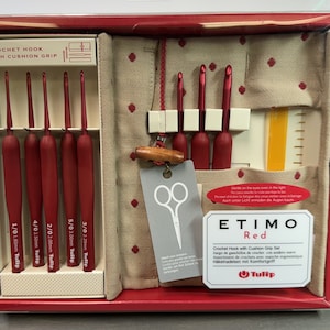 Tulip Etimo Red Crochet Hook Set of 8, Sizes 1.80mm - 5.00mm