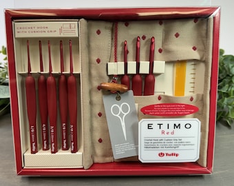 Tulip Etimo Red Crochet Hook Set of 8, Sizes 1.80mm - 5.00mm
