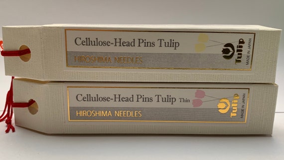 Tulip shaped pins from Tulip brand. Cellulose head pins, regular or fine thickness