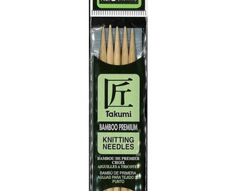 Takumi 5" Double Pointed Knitting Needles. Set of 5 needles. Choose your size!
