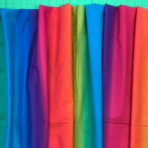 100 percent cotton fabric, rainbow ombre, gorgeous! This fabric is sold by the YARD only.
