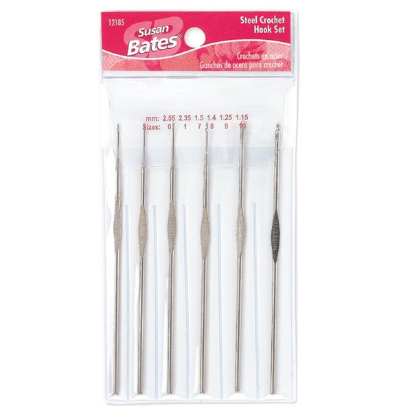 Set of 6 Susan Bates Steel Crochet Hooks