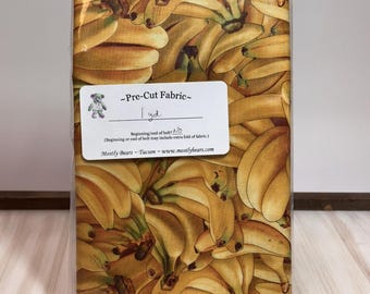 A 1-yard precut of gorgeous 100 percent cotton fabric with bananas all over.