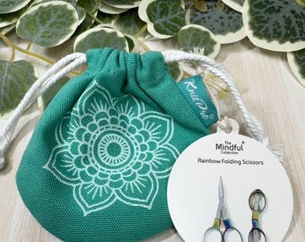Knit Pro Rainbow Folding Scissors with fabric pouch from The Mindful Collection