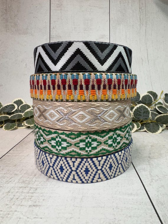 1.5 inch beautiful woven poly/cotton webbing, sold by the yard
