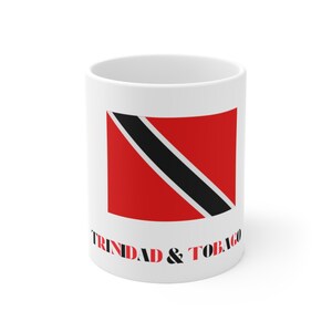 Trinidad und Tobago Flaggenbecher, Keramikkaffeetasse 11 Unzen, Karibikinsel Teetasse, Rot-Schwarz-Emblem-Trinkgeschirr, Vaterländisches Souvenirgeschenk,