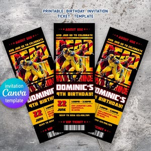 Editable Deadpool and Wolverine Birthday Invitation, Wolverine Deadpool Superheroes Party, Movie party ticket printable Invitation