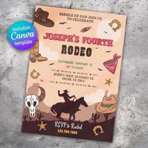 printable Cowboy Birthday invitation, Editable Rodeo Invitation Template, Wild West Bday Invite, Cowboy party, boy birthday, first second