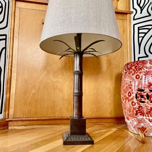 Vintage Tall Palm Tree Lamp with Bamboo Style Base (exc Shade)