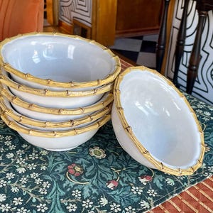 Conjunto de 6 tigelas vintage Juliska de cerâmica estilo bambu