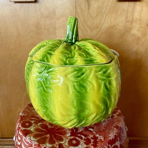 Giant Ceramic Gourd Soup Tureen with Ladle and 4 Bowls