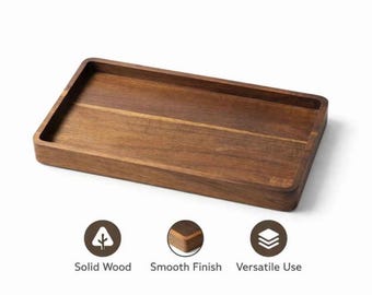 Solid Wood Catch-All Tray: Smooth Finish, Rustic Farmhouse Décor Organizer