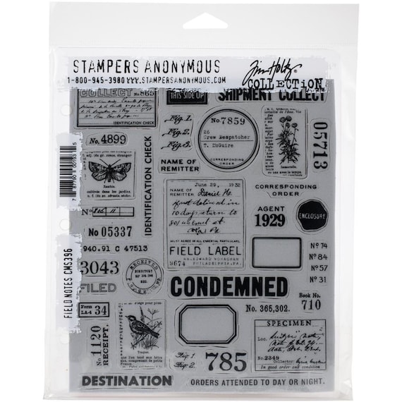 Tim Holtz /stampers Anonymous Field Notes CMS396 Cling Stamp Set