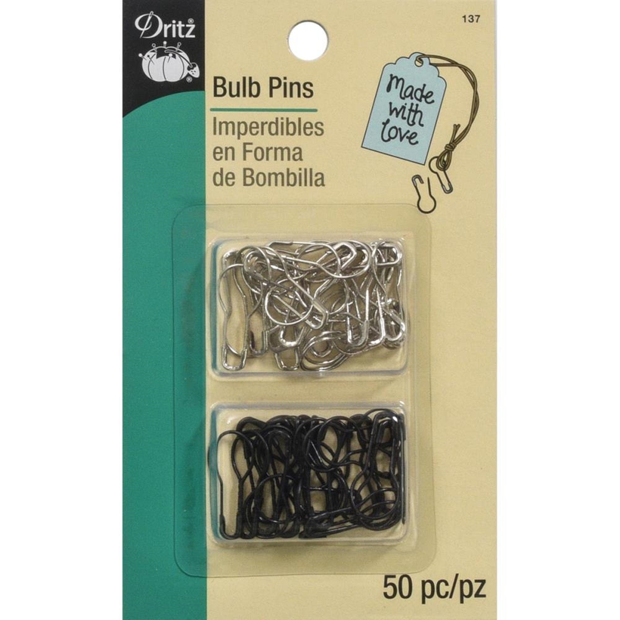 100 Nickel Bulb Pins for Knitting and Crochet