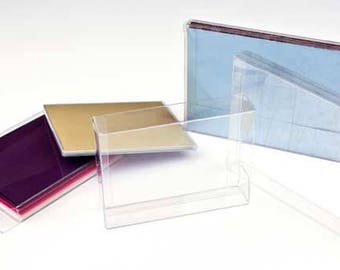 CB358 10 Clear Soft Fold Pop-Up Boxes  for A2 Card and Envelope Sets 4 1/2 x 5/8 x 5 7/8