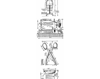 THMB007 Tim Holtz /Stampers Anonymous Sewing Cling Stamp Set