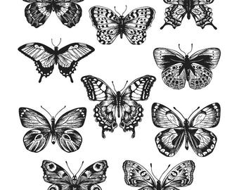 Tim Holtz /Stampers Anonymous (butterflies) Flutter CMS294 Cling Stamp Set