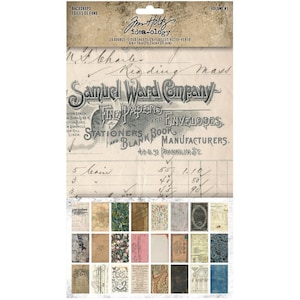 Papier cartonné recto-verso IdeaOlogy Backdrops de Tim Holtz 6 po. X 10 po. 24/boîte, volume n° 1 TH94117