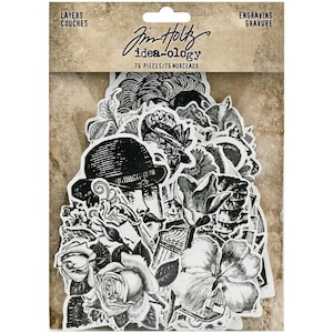 Tim Holtz Idea-ology Camadas de gravura Die Cuts 76 peças TH94125