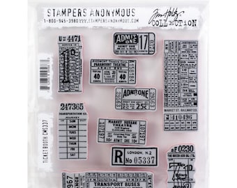 Tim Holtz Ticket Booth Stamp Set 10pc. Stampers Anonymous CMS337