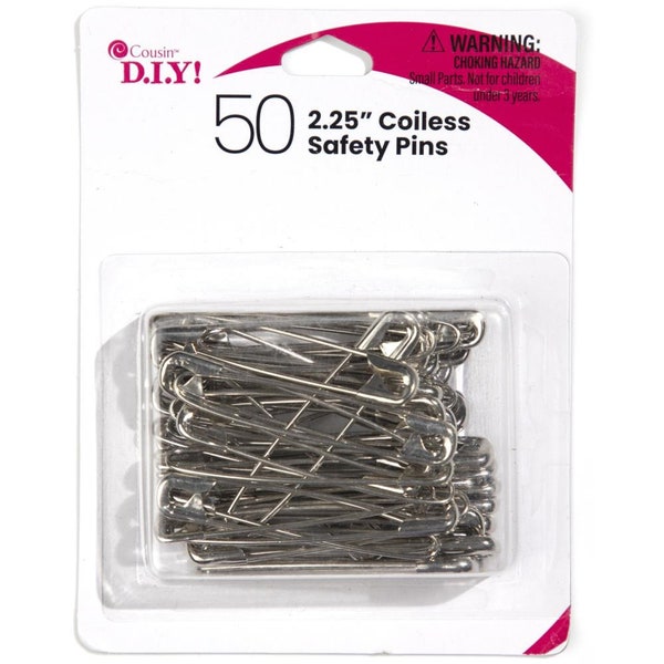 Cousin D.I.Y. 2.25" Coiless Safety Pins Silver tone Pack of 50