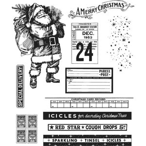 Stampers Anonyme Tim Holtz vintage Holidays Stamp Set 11 pc. CMS423 Père Noël