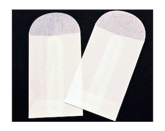 GLS7-50pc.  2" x 3 1/4" White Glassine Open End Center Seam Envelope Food Safe