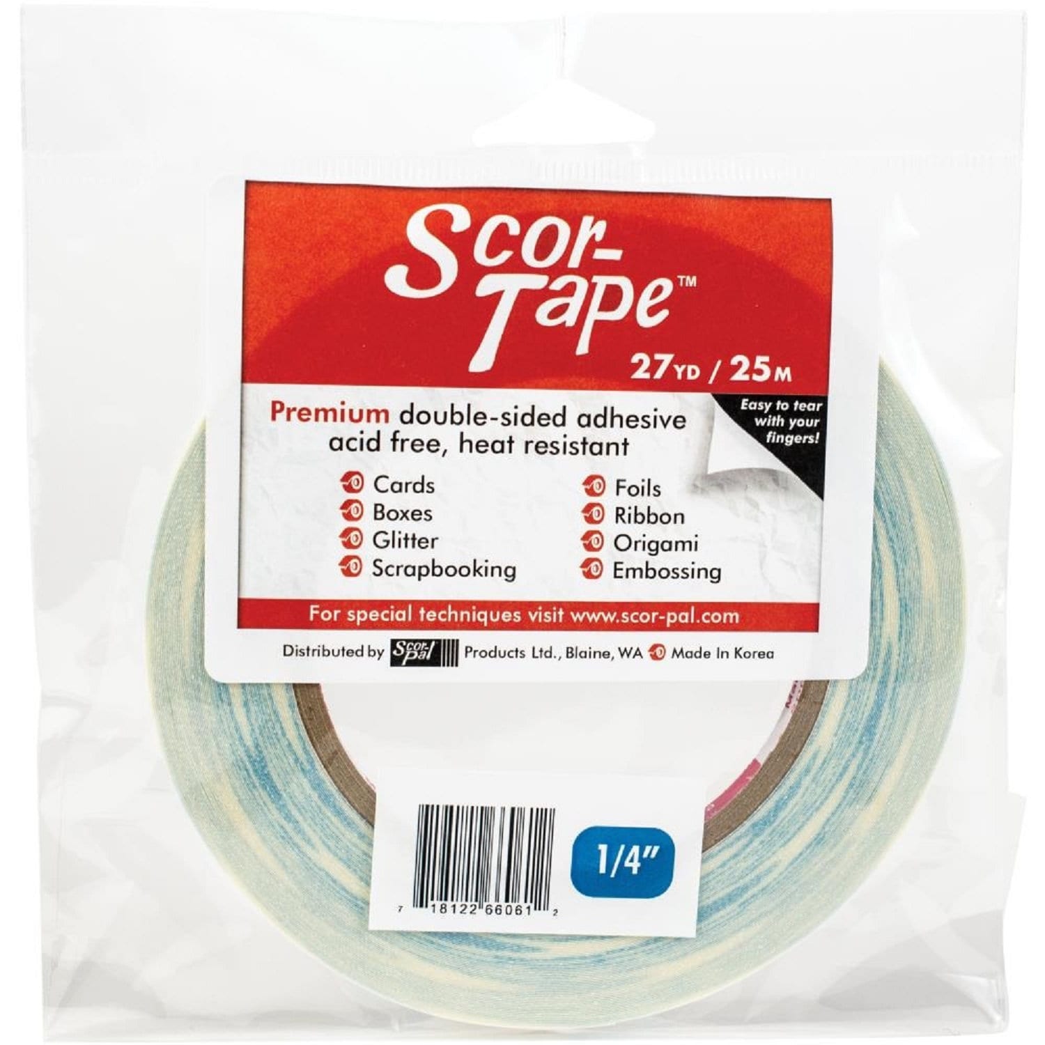 Scor-tape 1/4 Double Sided Adhesive Scor Tape Acid Free Double Sided Tape  Double Sided Permanent Tape Scrapbook Tape 18-003 