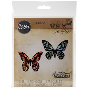 Sizzix Thinlits Tim Holtz Detailed Butterflies, Mini Dies 661802 4 Dies