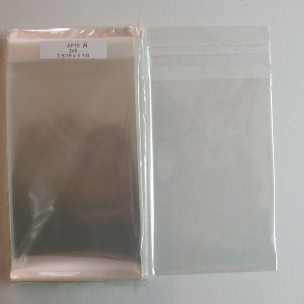 AF15a  100 Clear Cellophane Envelopes   3 5/16 x 5 1/8 (8.3cm x 13cm)