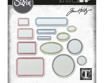 Sizzix / Tim Holtz Thinlits Dies Vintage Labels 665929 13 troqueles