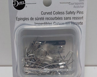 Coilless Safety Pins, 2-1/4 Inch, Silver-tone Metal (50 Pie