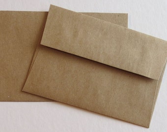 BBE1 Qty. 25 70# Square Flap Brown Bag Response Envelopes A1 5 1/8 x 3 5/8 (13.02cm x 9.21cm) Recycled