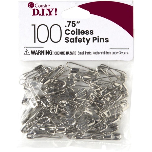 Cousin D.I.Y. 3/4" Coiless Safety Pins Silver/Nickel  Pack of 100