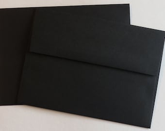 PPE48  Qty of 50 A6 70 lb. Black Paper Envelopes 4 3/4 x 6 1/2 (12.07cm x 16.51cm)