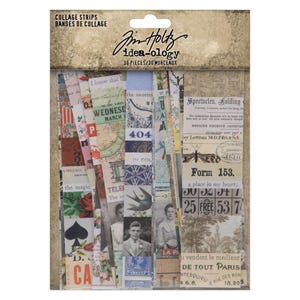 IdeaOlogy Collage Strips 30pc. Tim Holtz TH94328 Ephemera Collage Journal 1.5x6