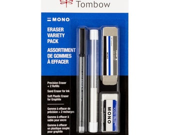 Tombow Mono Precision Eraser Variety Pack elimina tinta, lápiz, lápiz de color, 4 piezas