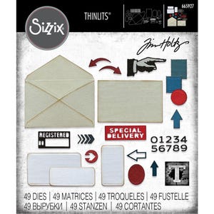 Sizzix / Tim Holtz Thinlits Dies Postale 665927 49 dies