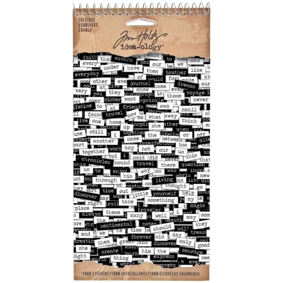 Snarky Word Small Talk 8 Shts Book Black /& White Tim Holtz idea-ology Stickers