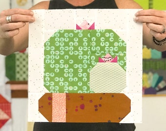Cactus Bloom Quilt Block Pattern – 6 and 12 Inch (PDF Pattern)
