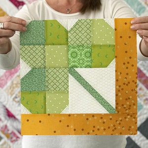 Shamrock Quilt Block Pattern - PDF Includes instructions for 6 inch and 12 inch Finished Blocks