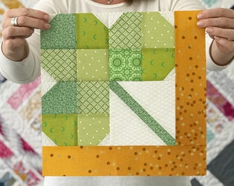 Shamrock Quilt Block Pattern - PDF Includes instructions for 6 inch and 12 inch Finished Blocks