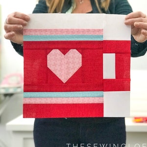 Heart Mug Quilt Block Pattern - PDF Includes instructions for 6 inch and 12 inch Finished Blocks