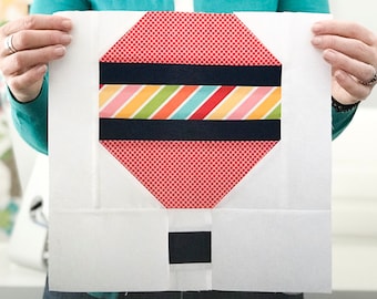 Hot Air Balloon Quilt Block Pattern - PDF Includes instructions for 6 inch and 12 inch Finished Blocks