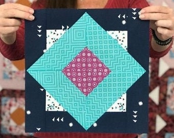 Diamond Sky Quilt Block Pattern - PDF Includes instructions for 6 inch and 12 inch Finished Blocks