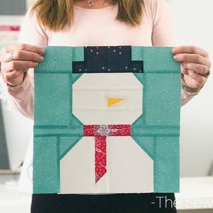Snowman Quilt Block Pattern - PDF Includes instructions for 6 inch and 12 inch Finished Blocks