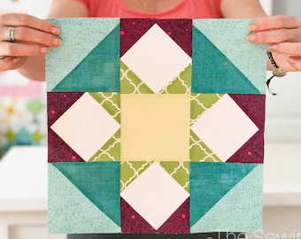 Spring Burst Quilt Block Pattern - PDF Includes instructions for 6 inch and 12 inch Finished Blocks