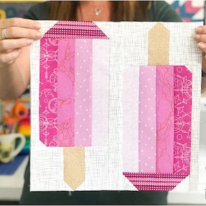 Ice Pop Quilt Block Pattern - PDF Includes instructions for 6 inch and 12 inch Finished Blocks